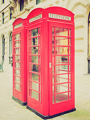 Image showing Vintage look London telephone box