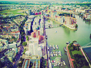 Image showing Retro look Duesseldorf mediahafen harbour