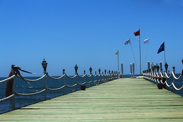 Image showing Pier for small vessels and leisure in the resort hotel.