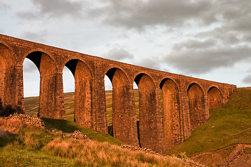 Image showing Artengill Viaduct at sunset