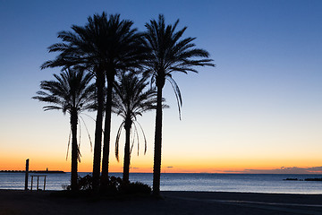 Image showing Sunrise on the Malaga beach