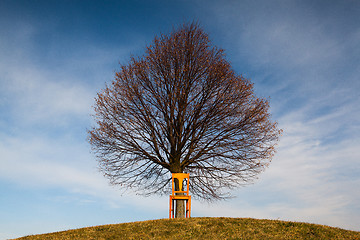 Image showing The old chair on the golf course