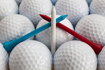 Image showing Golf balls and tees 