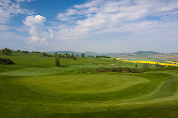 Image showing On the golf course on the hills