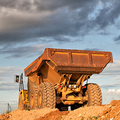 Image showing Heavy truck at sunset