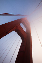 Image showing The detail of Golden Gate Bridge in the fog