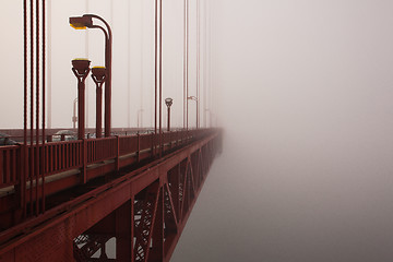 Image showing The detail of Golden Gate Bridge in the fog