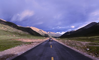 Image showing Landscape of mountain highway in Tibet