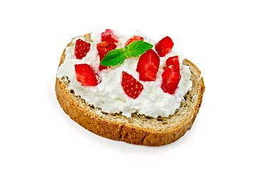 Image showing Bread with curd cream and strawberries