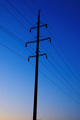 Image showing electric pillar in deep evening