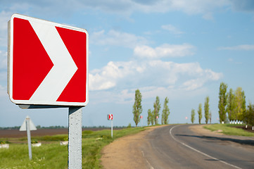 Image showing Picture of asphalt countryside road with sign