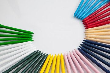 Image showing The colorful wooden golf tees 