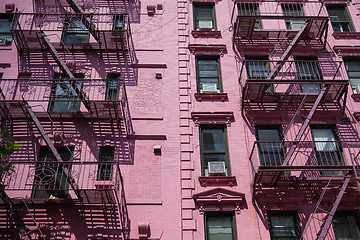 Image showing The fire stairs on old house in New York 