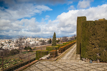 Image showing Gardens in Granada in winter