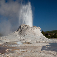 Image showing Irregular eruption in Castle Geyser in Yellowstone