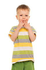 Image showing Little boy in striped t-shirt