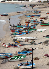 Image showing Boats on the beach. Hammamet.