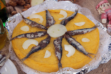 Image showing Salted sardines with polenta
