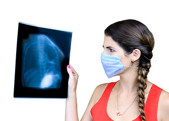 Image showing Student looking at an x ray image