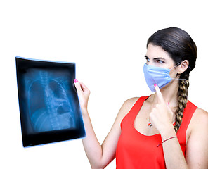 Image showing Student looking at an x ray image