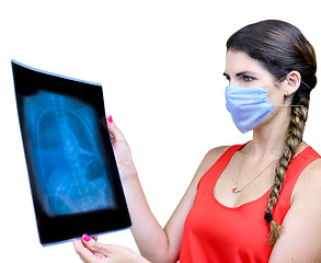 Image showing Student looking at an x ray image