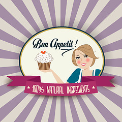 Image showing retro wife illustration with bon appetit message