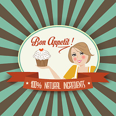 Image showing retro wife illustration with bon appetit message