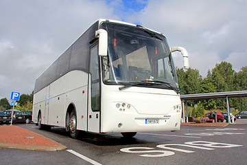 Image showing Modern Volvo Coach Bus Waiting for Passengers