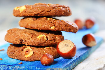 Image showing Homemade cookies with hazelnuts.