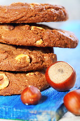 Image showing Homemade chocolate cookies close-up. 