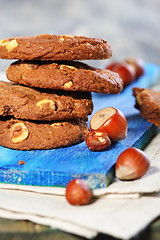 Image showing Cookies with chocolate and hazelnuts.