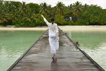 Image showing young woman relax on cloudy summer day