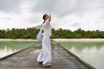 Image showing young woman relax on cloudy summer day