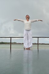 Image showing young woman relax on cloudy summer day