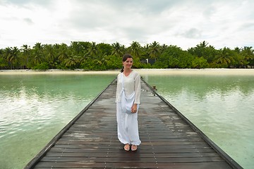 Image showing young woman relax on cloudy summer day