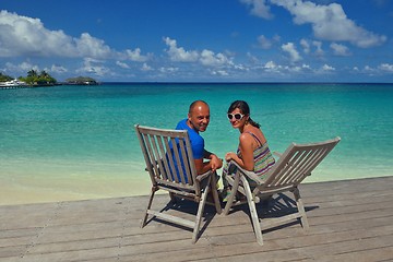 Image showing happy young couple have fun on beach