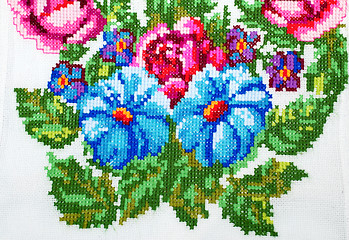 Image showing embroidered handmade good by cross-stitch pattern