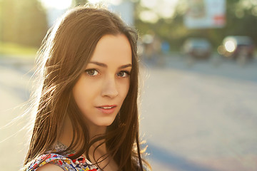 Image showing Pretty thoughtful brunette