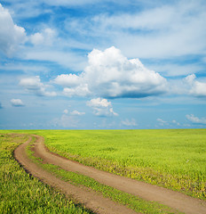 Image showing rural road under low clouds