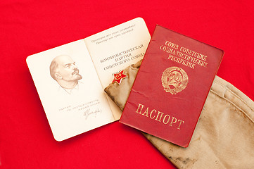 Image showing external Soviet era passport and party card