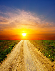 Image showing sunset over rural road