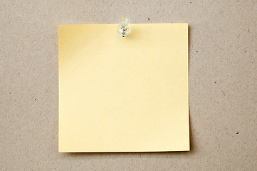 Image showing yellow color note paper with pin