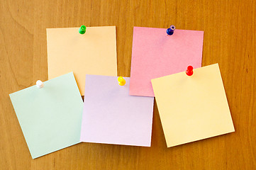 Image showing colored notes paper with pins