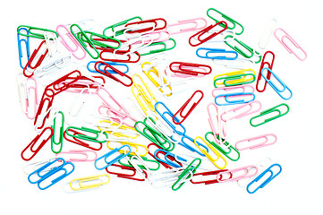 Image showing various pushpins on white background