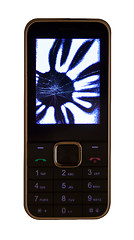 Image showing Mobile phone with a broken LCD display