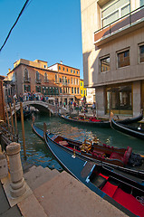 Image showing Venice Italy Gondolas on canal 