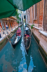 Image showing Venice Italy Gondolas on canal 