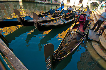 Image showing Venice Italy gondolas on canal