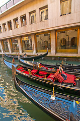 Image showing Venice Italy Gondolas on canal 