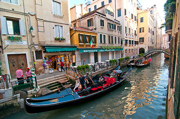 Image showing Venice Italy Gondolas on canal 